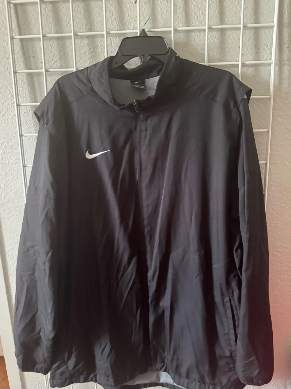 Nike Black Windbreaker Jacket with White Swoosh